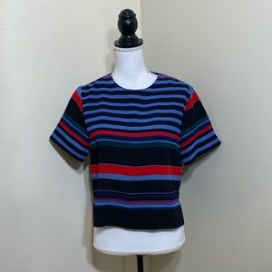 ZARA  WOMAN KNIT CROPPED SHORT SLLEEVE STRIPE MULTI COLORED XS M